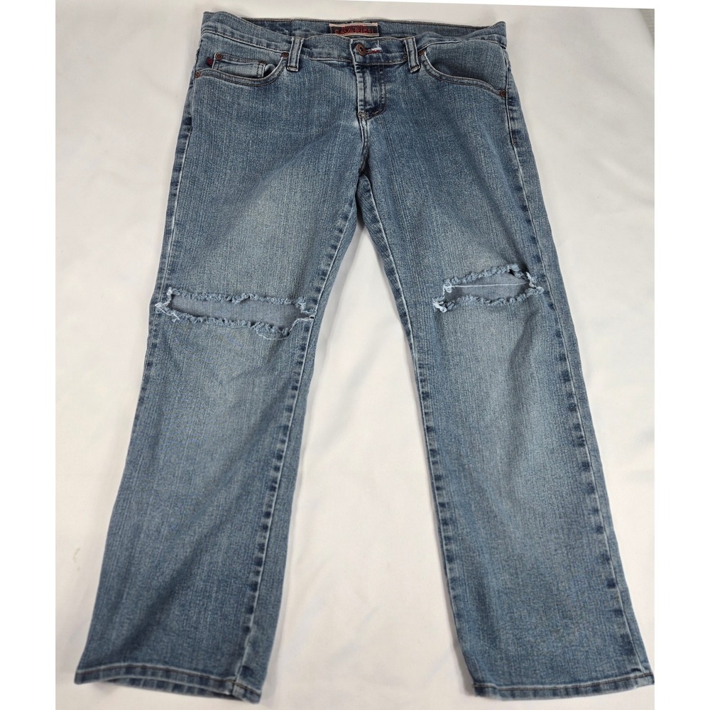 Z Cavaricci Ripped Knee Jeans Distressed Denim Light Wash  8 Chic Western Thrash